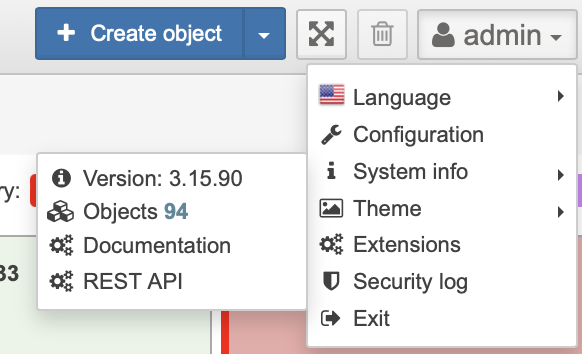 user menu