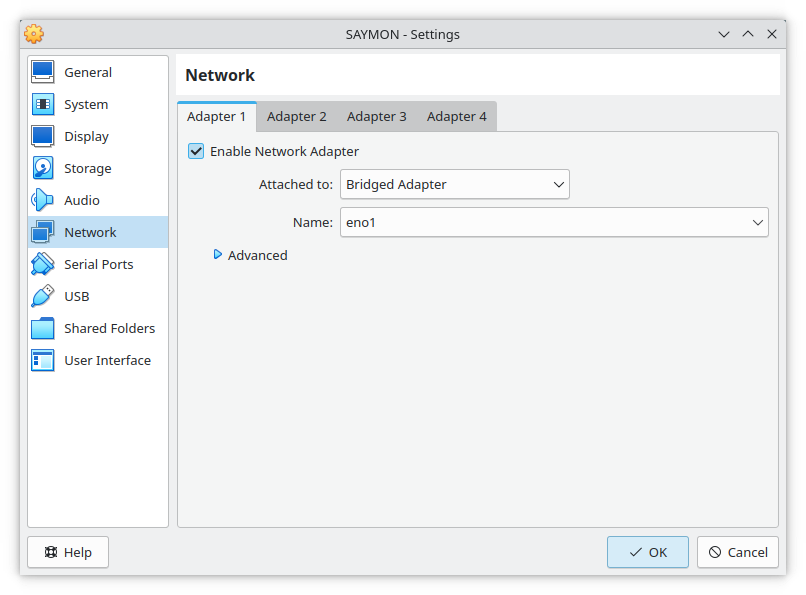 vm network settings