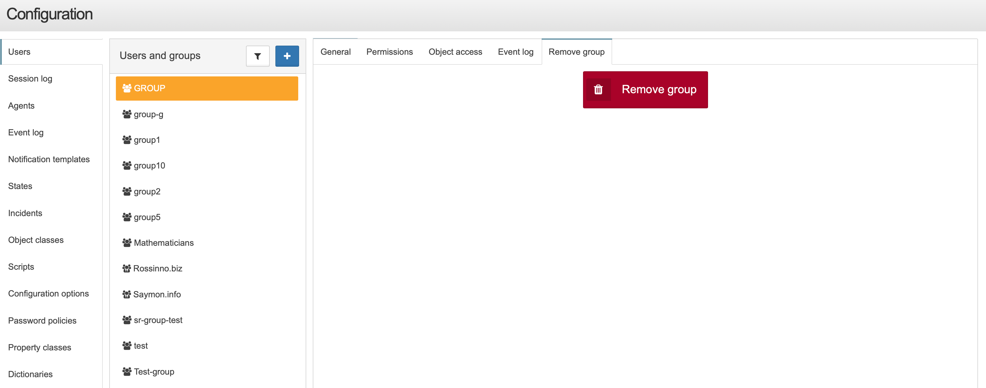 delete user groups light